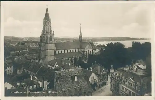 Konstanz Münster Gesamtansicht mit Panorama Blick Bodensee 1926