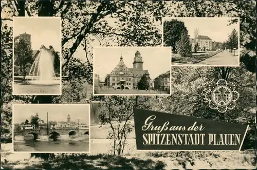 Plauen (Vogtland) DDR Mehrbild-AK, div. Ansichten der Spitzenstadt 1958