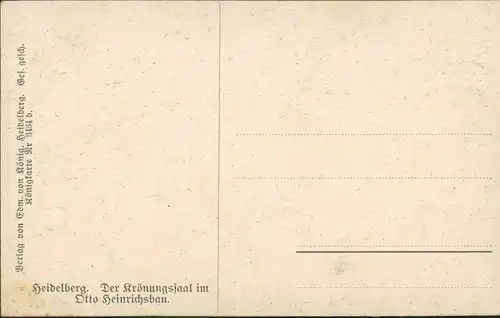 Heidelberg Heidelberger Schloss, Krönungssaal im Otto Heinrichsbau 1910