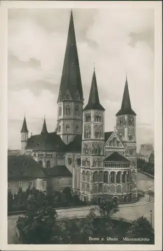 Ansichtskarte Bonn Münsterkirche, Strassen Partie, Kirche, Church 1930