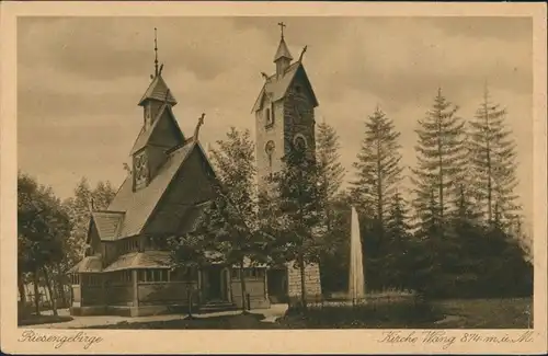 Krummhübel Karpacz Stabkirche Wang, Kirche, Church in Poland 1920