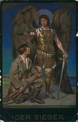 Ansichtskarte  Prof. Walther Firle, signierte Künstlerkarte "Der Sieger" 1916