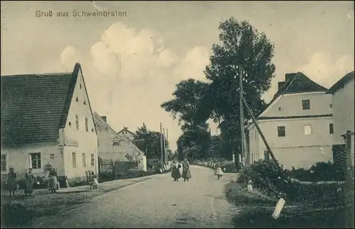 Postcard Schweinbraten (Lk Breslau) Straßen 1913