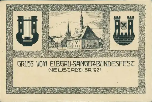 Ansichtskarte Neustadt (Sachsen) Elbgau - Sängerfest 1921