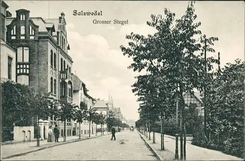 Salzwedel Stadtteilansicht "Grosser Stegel", Personen, Häuser 1908