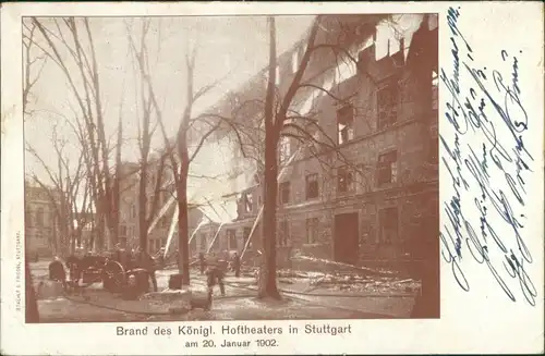 Ansichtskarte Stuttgart löschen des Brandes 1902