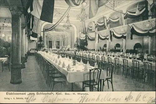 Ansichtskarte Kiel Etablissement zum Schlosshof - Saal 1913