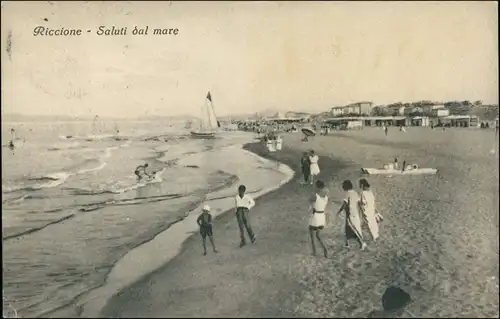 Cartoline Riccione Strandleben - Häuser 1929