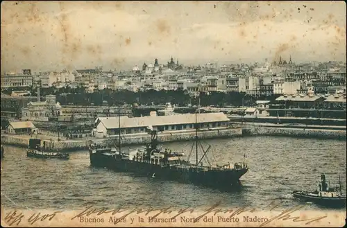 Postcard Buenos Aires Stadt, Hafen - Dampfer 1905