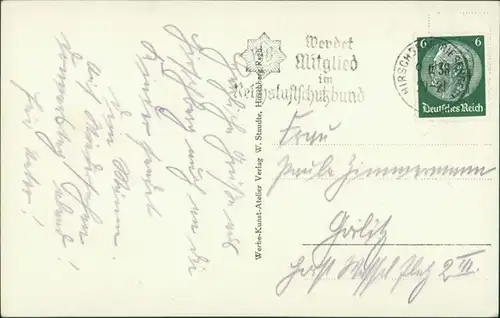 Postcard Boberröhrsdorf Siedlęcin Turmsteinbaude , Stausee 1934