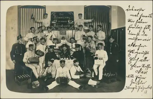 Äußere Neustadt-Dresden Gruppenbild - Fotomontage Rekrutenzeit Bier Stube 106 1909