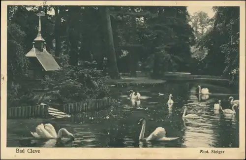 Ansichtskarte Kleve Schwanenburg - Schwäne Park 1930