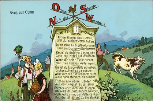 Ansichtskarte Oybin Scherzkarte - Wetterhahn, Spruch 1928