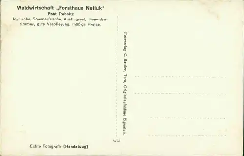 Postcard Trebnitz Třebenice Waldwirtschaft Netluk - Garten 1934
