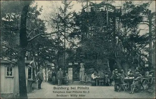 Ansichtskarte Schönfeld - Weißig-Dresden Gasthaus Borsberg - belebt 1924