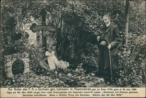 Ansichtskarte Hoyerswerda Wojerecy Am Grabe des F.A. v. Sachsen 1909