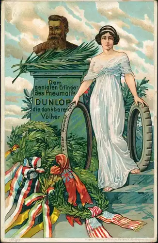 Ansichtskarte  Dunlop Reifen - Litho Werbung Patriotika 1916