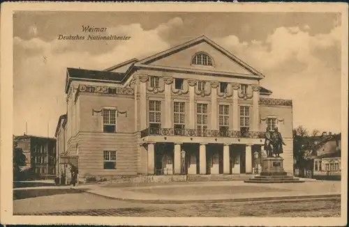 Weimar Deutsches Nationaltheater, Goethe & Schiller Denkmal 1910