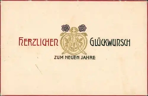 Glückwunsch - Neujahr/Sylvester Prägekarte Jugendstil 1908 Prägekarte