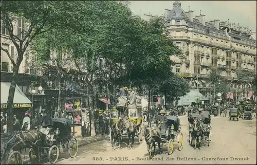 CPA Paris Boulevard de Italiens, Kutschen 1907