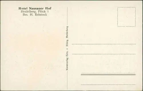 Ansichtskarte Heidelberg 2 Bild: Hotel Nassauer Hof 1920