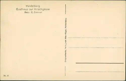 Ansichtskarte Heidelberg Gasthaus zur Hirschgasse 1928