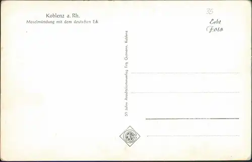 Ansichtskarte Koblenz Deutsches Eck, Mosel Mündung, Rhein, Luftaufnahme 1940