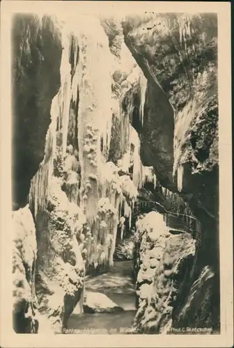 Garmisch-Partenkirchen Partnachklamm vereist, Frozen River Falls, Waterfall 1930