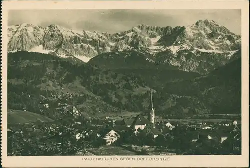 Garmisch-Partenkirchen Panorama-Ansicht, Alpen Bergkette mit Dreitorspitze 1920