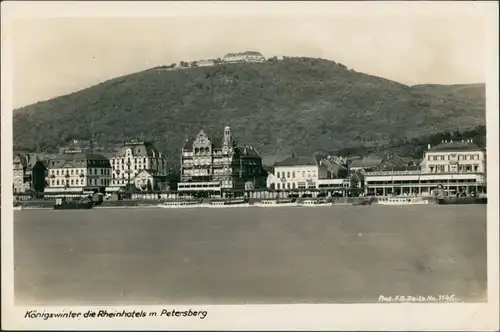 Königswinter Panorama-Ansicht, Rhein-Hotels, Petersberg, Schiffe 1940