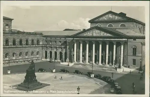 München Nationaltheater mit Residenz, Max-Joseph-Denkmal, Autos 1930