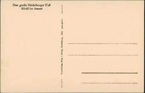 Ansichtskarte Heidelberg Das große Heidelberger Fass, Künstlerkarte 1910