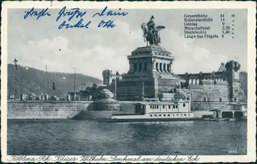 Ansichtskarte Koblenz Deutsches Eck - Anlegestelle 1950