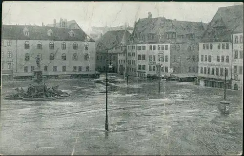 Ansichtskarte Nürnberg Hochwasserkatastrophe Hauptmarkt 1909