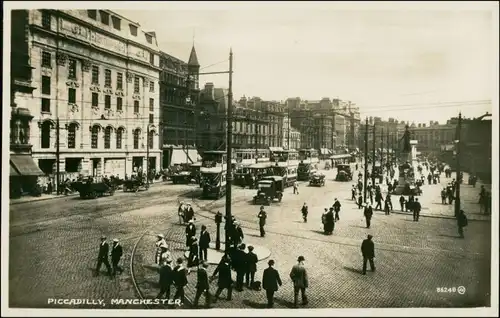 Postcard Manchester Piccadilly - Straßenbahn 1929