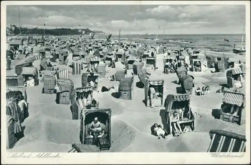 Ansichtskarte Ahlbeck (Usedom) Strandleben - Strandkörbe 1935