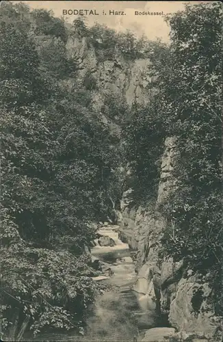Ansichtskarte Thale (Harz) Bodekessel (Bodetal), Bachlauf, Felsenmeer 1910