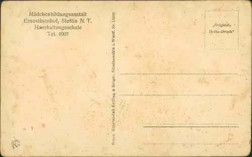 Postcard Stettin Szczecin Ernestinenhof Mädchenbildungsanstalt 1922