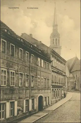 Ansichtskarte Radeberg Partie in der Kirchstrasse 1917
