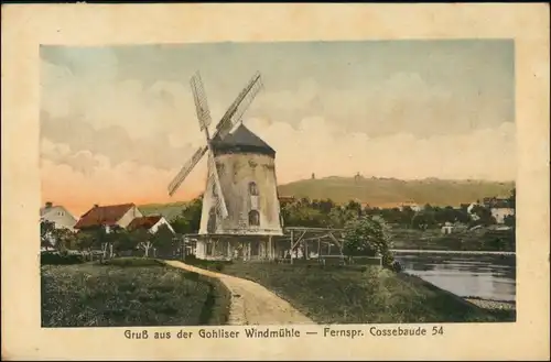 Ansichtskarte Gohlis-Dresden Straßenpartie Gohliser Windmühle 1920
