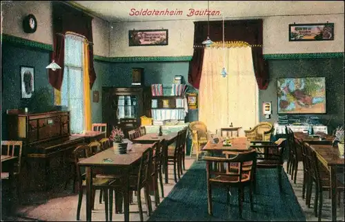 Ansichtskarte Bautzen Budyšin Aufenthaltsraum - Soldatenheim 1916