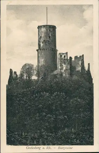 Bad Godesberg-Bonn Godesburg, Burg Ruine, Gesamtansicht 1928/1924