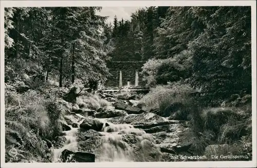 Bad Schwarzbach-Bad Flinsberg Czerniawa-Zdrój Świeradów-Zdrój Umland-Ansicht, Geröllsperren, Wasserfall River Falls 1930