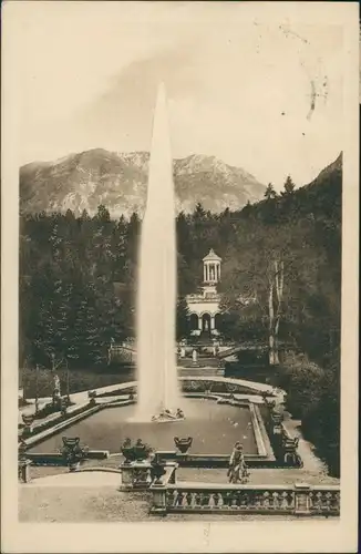 Linderhof-Ettal Schloss Linderhof, große Fontäne im Park, Wasserspiele 1923