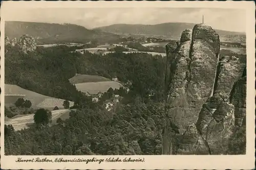 Ansichtskarte Rathen Panorama-Ansicht, Elbsandsteingebirge, Landschaft 1930