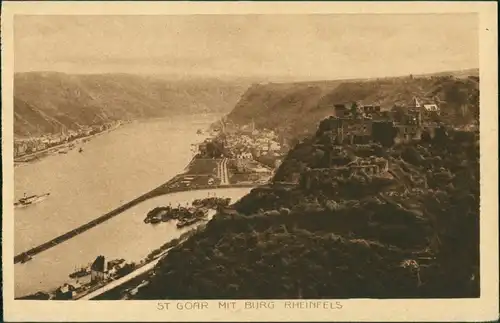 Sankt Goar Burgruine Rheinfels, Rhein Panorama, Rhine Castle 1920