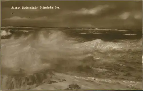 Postcard Swinemünde Świnoujście Stürmische See 1928