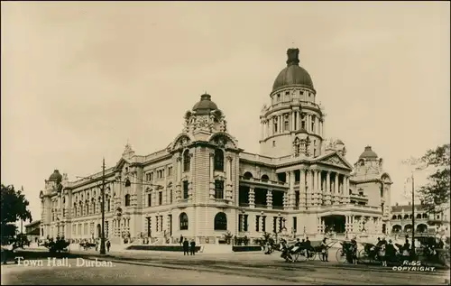 Postcard Durban Straßenpartie - Town Hall 1925