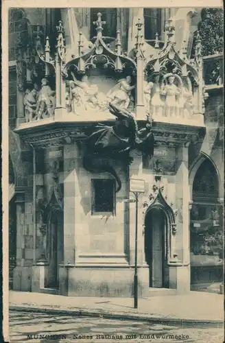 Ansichtskarte München Rathaus mit Lindwurmecke 1930