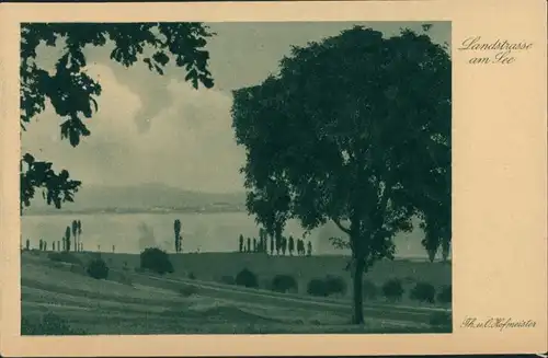 .Vorarlberg Künstlerkarte, Landstrasse am Bodensee (O. Hofmeister) 1930